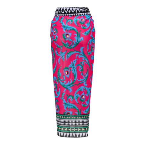 Long-sleeved Peacock Totem Print One Piece Swimsuit and sarong
