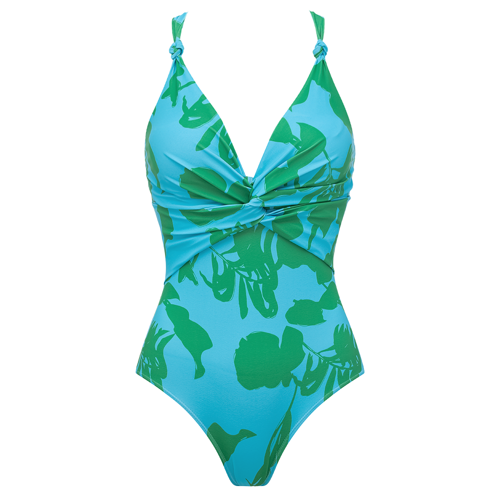 Tropic Printed One Piece Swimsuit and Skirt	