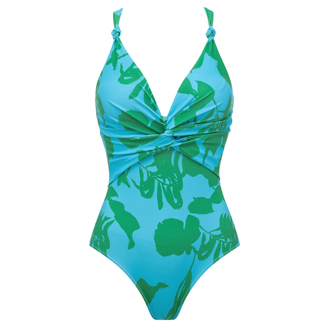 Tropic Printed One Piece Swimsuit and Skirt	