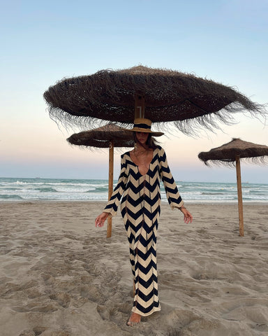 Lace Up Striped Print  Dress