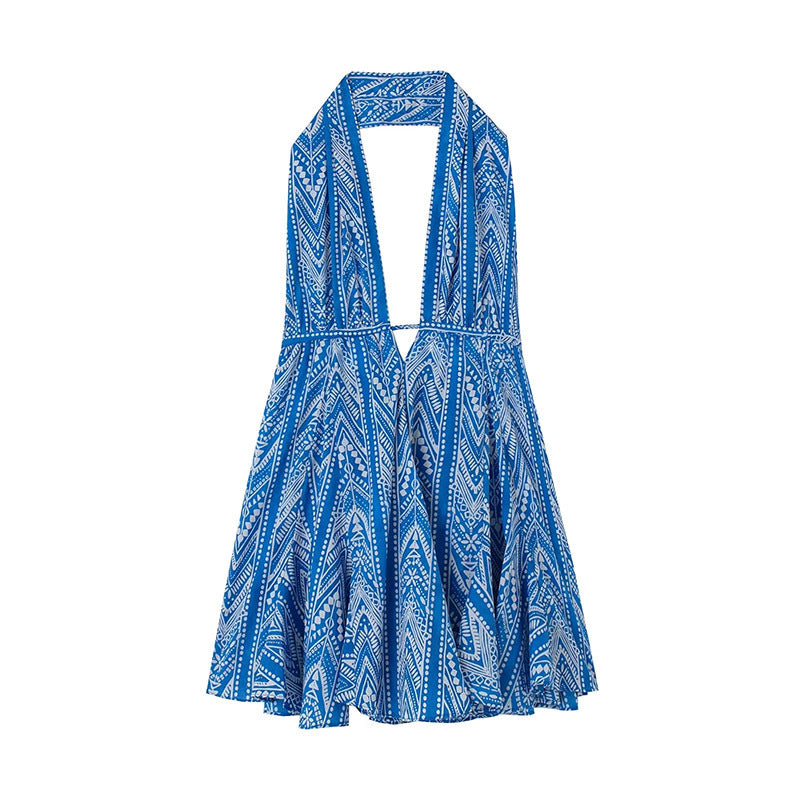 Ethnic Printed Halter  Mini Dress