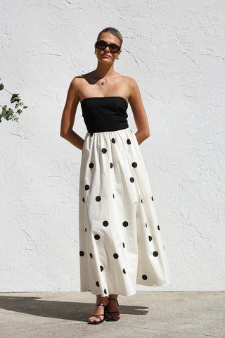 Bandeau Polka Dot Print Dress