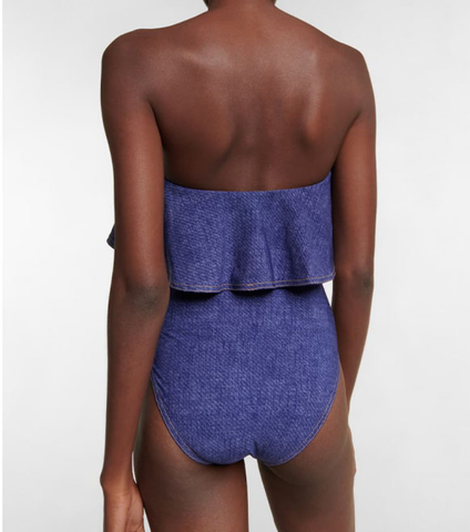 Ruffle Bandeau One Piece Swimsuit and Skirt