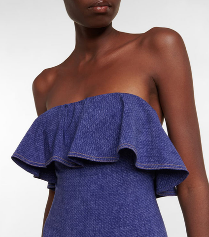Ruffle Bandeau One Piece Swimsuit and Skirt