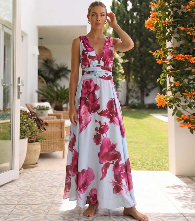 Abstract Floral Printed Two-piece Swimsuit and Skirt	