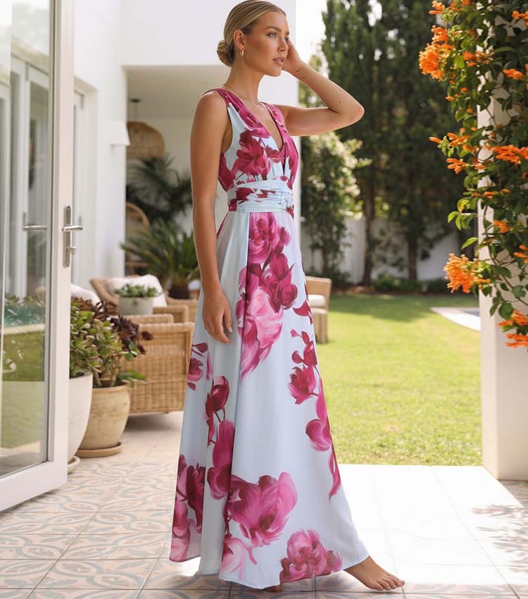 Abstract Floral Printed Two-piece Swimsuit and Skirt	