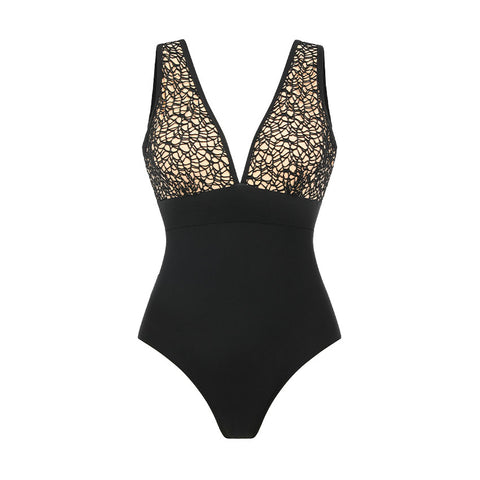 V Neck Lace Cutout Swimsuit Set(s)