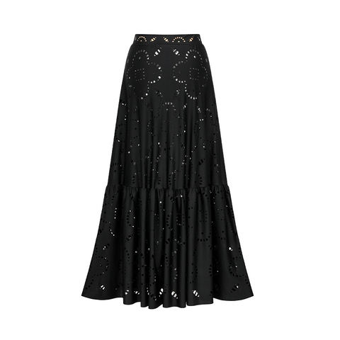 Ruffle Black Laser Cutting Flower Hollow Swimsuit Set(s)	