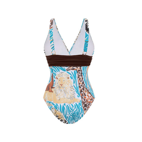 V Neck Animal Print Swimsuit Set(s)	