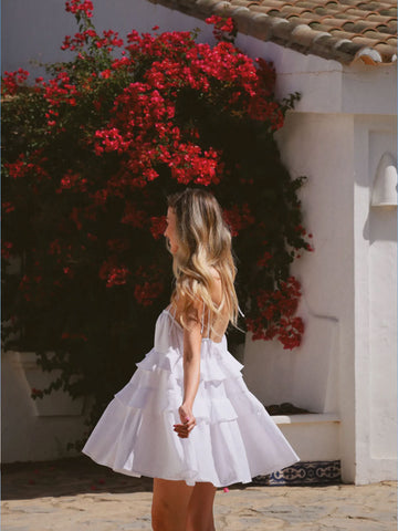 Off Shoulder 3D Flower Mini Dress