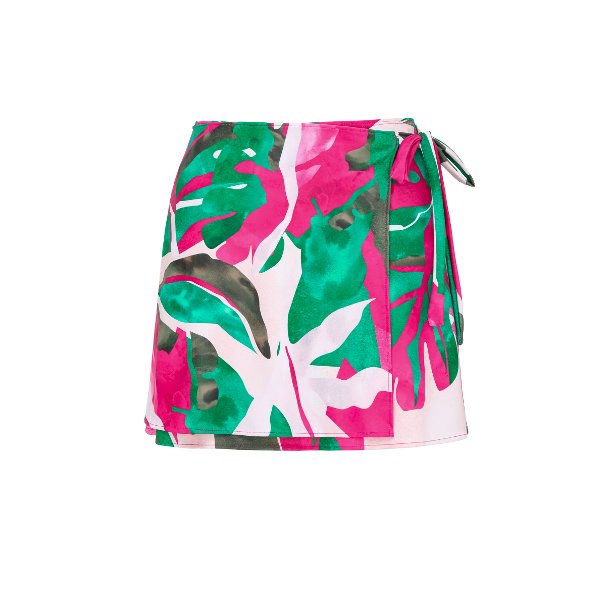 Abstract Rose Red Contrast Print Long sleeve One Piece Swimsuit and Skirt	