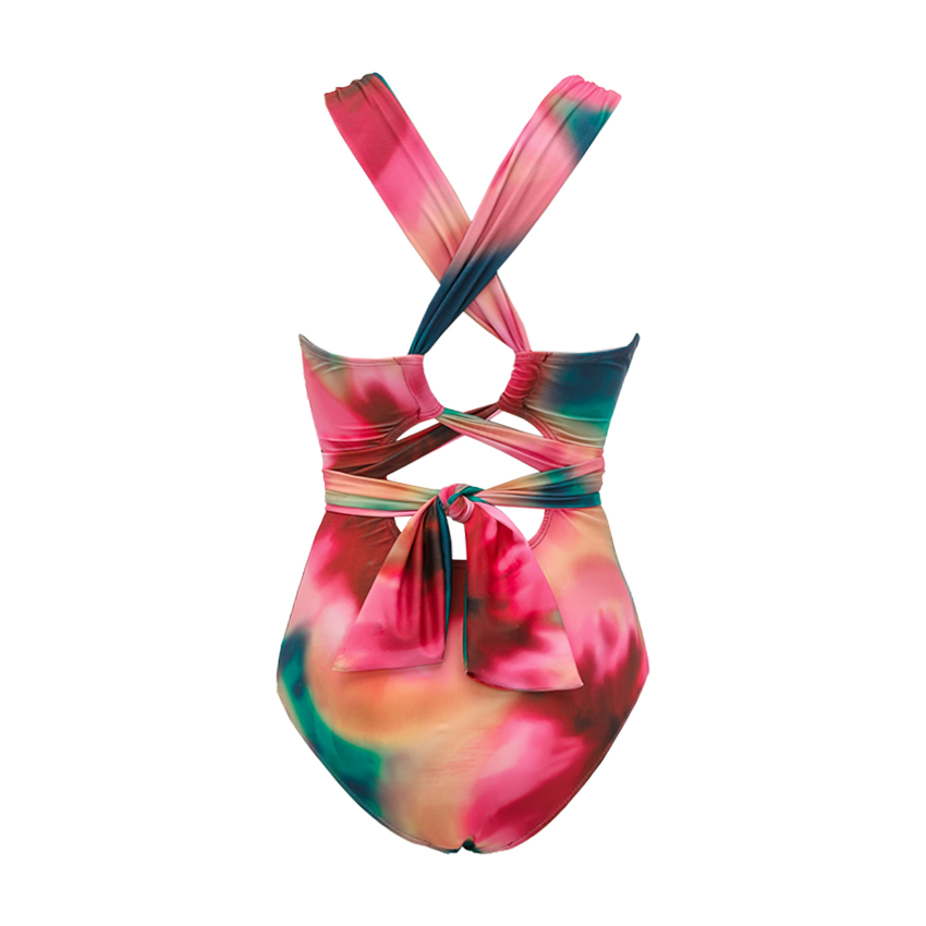 V-neck Plant-based Printing Swimsuit Set(s)	