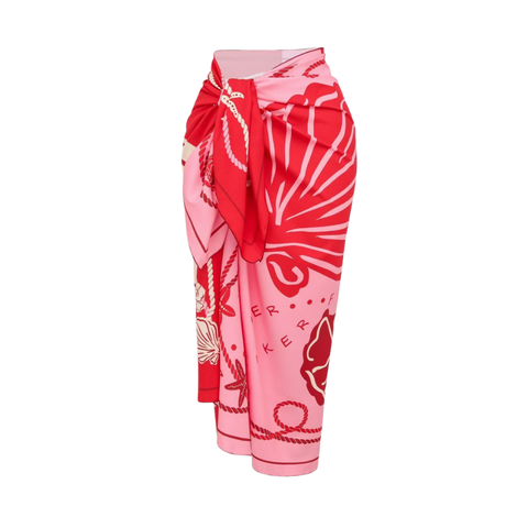 Pink Contrasting Color With Seashell Print Swimsuit Set(s)