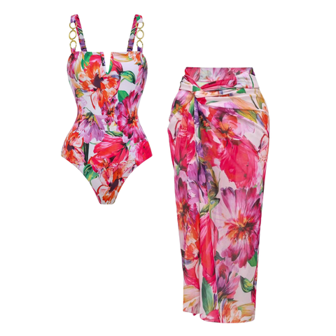Flowers In Full Bloom Print Swimsuit Set(s)
