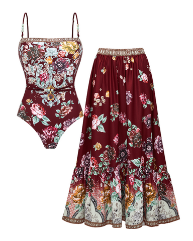 Strapless Peony Print Swimsuit Set(s)