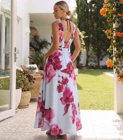 Abstract Floral Printed Two-piece Swimsuit and Skirt	