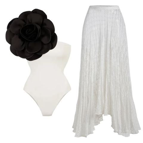 3D Flower One Piece Swimsuit and Skirt/Pants