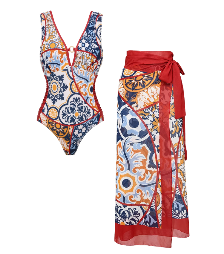 V Nack Printed One Piece purple Flaxmaker	