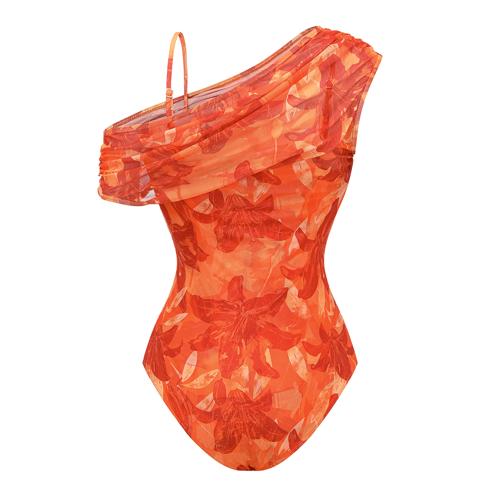 Orange Lily Print One Piece purple (Multiple ways to wear)	