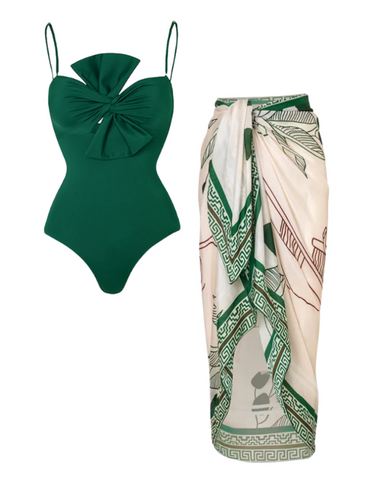 Bow Front One Piece Swimsuit and sarong