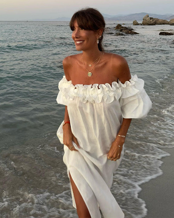Off Shoulder Puff Sleeve Dress
