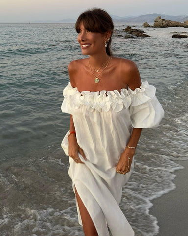 Off Shoulder Puff Sleeve Dress
