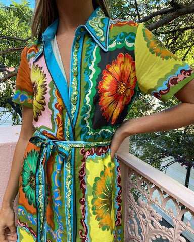 Short Slevees Graffiti Printed Dress