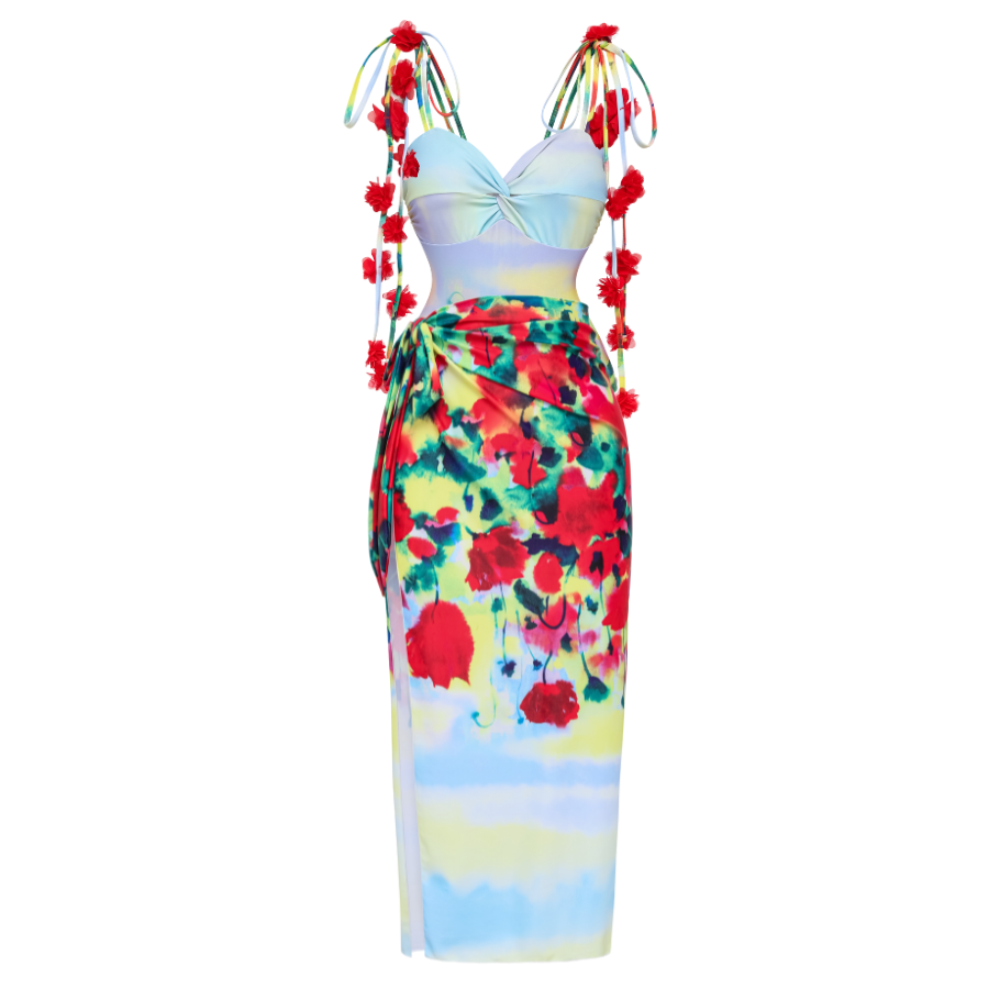 Tie-shoulder Phantom Garden One Piece purple	