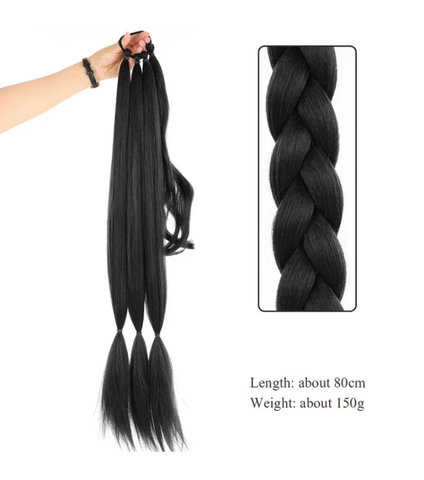 Long Braided Ponytail Synthetic Hair Extension With Hair Tie