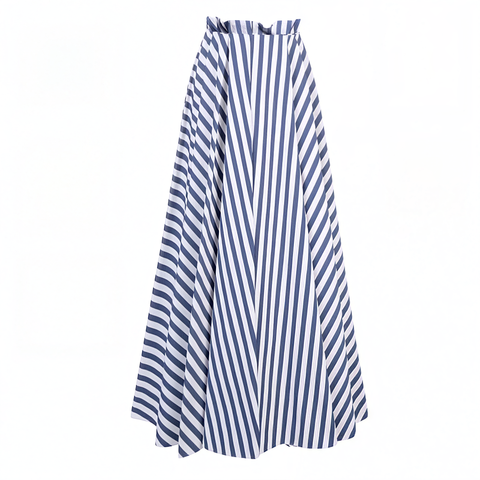 Ruffle Striped Print One Piece Swimsuit and Skirt