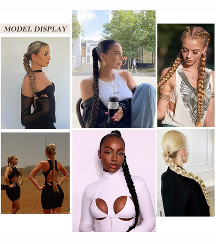 Long Braided Ponytail Synthetic Hair Extension With Hair Tie