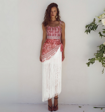 Tie-up Retro Forest Print One Piece Swimsuit and Skirt	