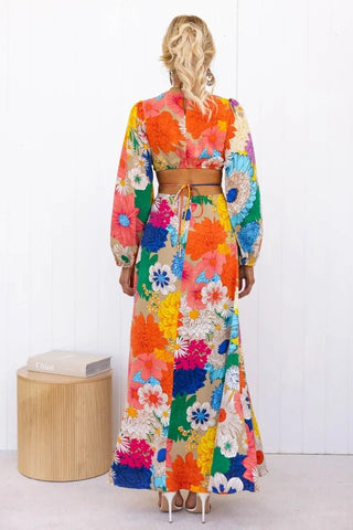 Puff Sleeve Blossom Printed Dress