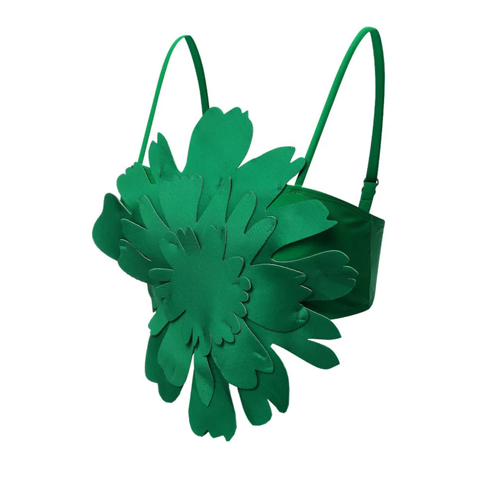 3D Flower Removable Strap High Waist Bikini Swimsuit	