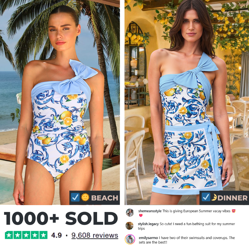 Lemon Print One Shoulder One Piece purple or Skirt Flaxmaker	