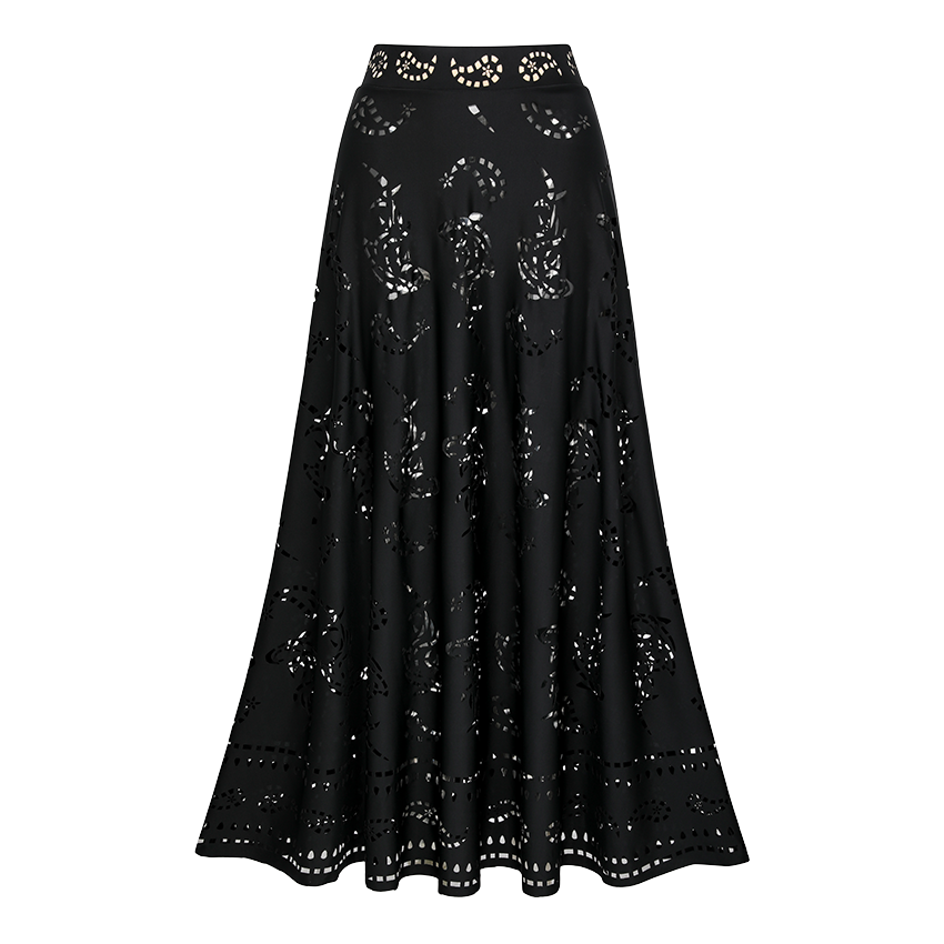 Black Ruffle Laser Cut Swimsuit Set(s)	