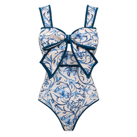 Bowknot Lily Printed Swimsuit Set(s)	