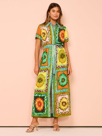 Short Slevees Graffiti Printed Dress