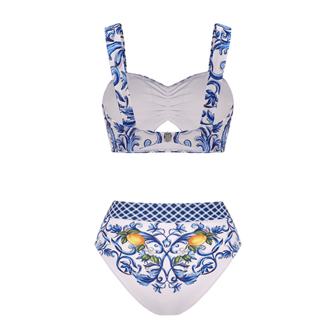 Cutout Lemon Printed Swimsuit Set(s)	