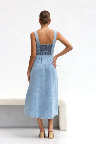 Buttons Sling  Denim Dress
