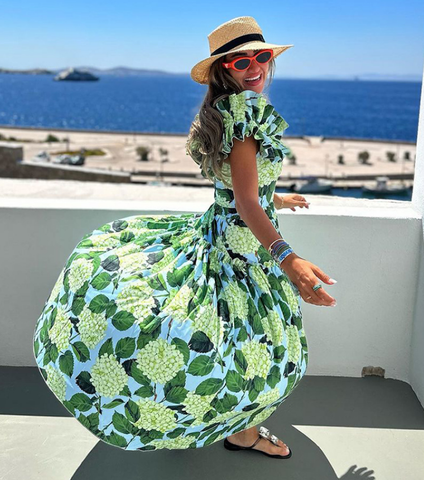 Off Shoulder Hydrangea Print Ruffle One Piece Swimsuit and Skirt