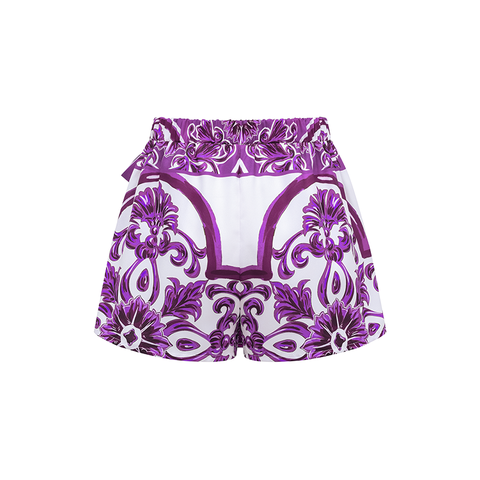 Sling Classic Majolica Series Pattern Print One Piece Swimsuit and Skirt or Shorts