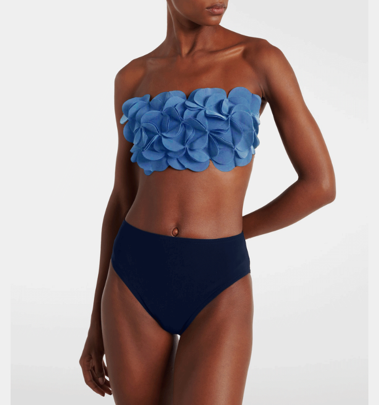 Bandeau 3D Flower  Bikini Swimsuit and Skirt	