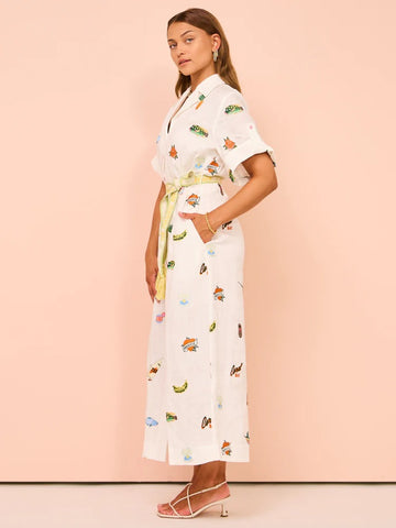 Short Slevees Lace up Graffiti Printed Dress