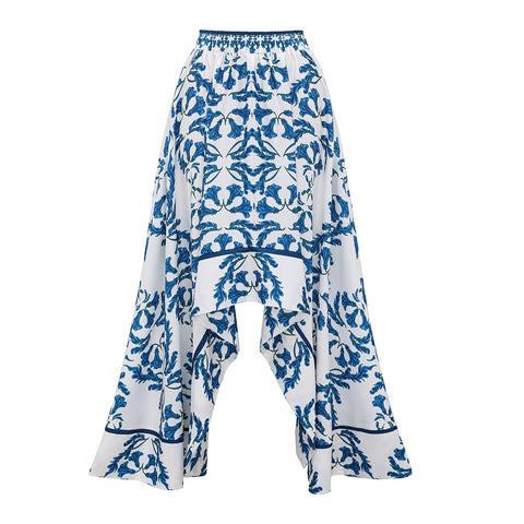 Strapless Style Frilled Printed One Piece Swimsuit and Skirt