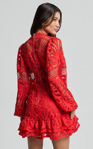 Lantern Long Sleeve Lace Dress