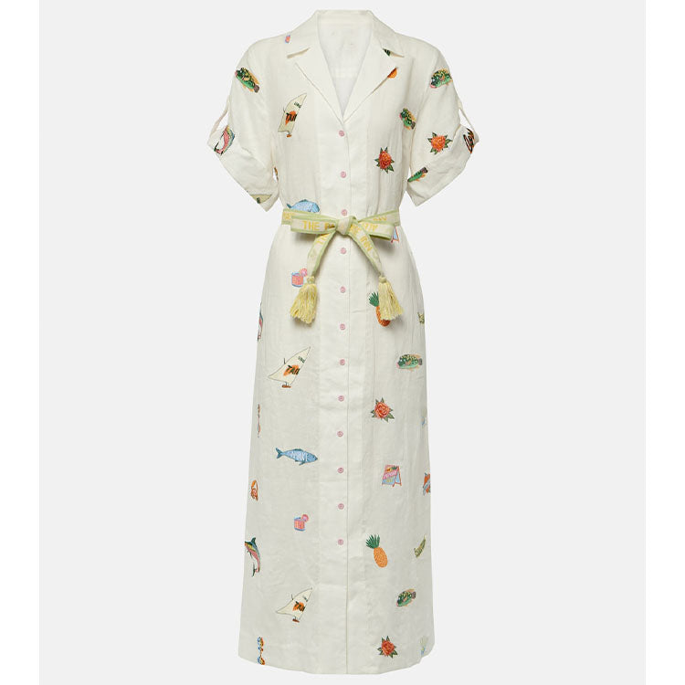 Short Slevees Lace up Graffiti Printed Dress