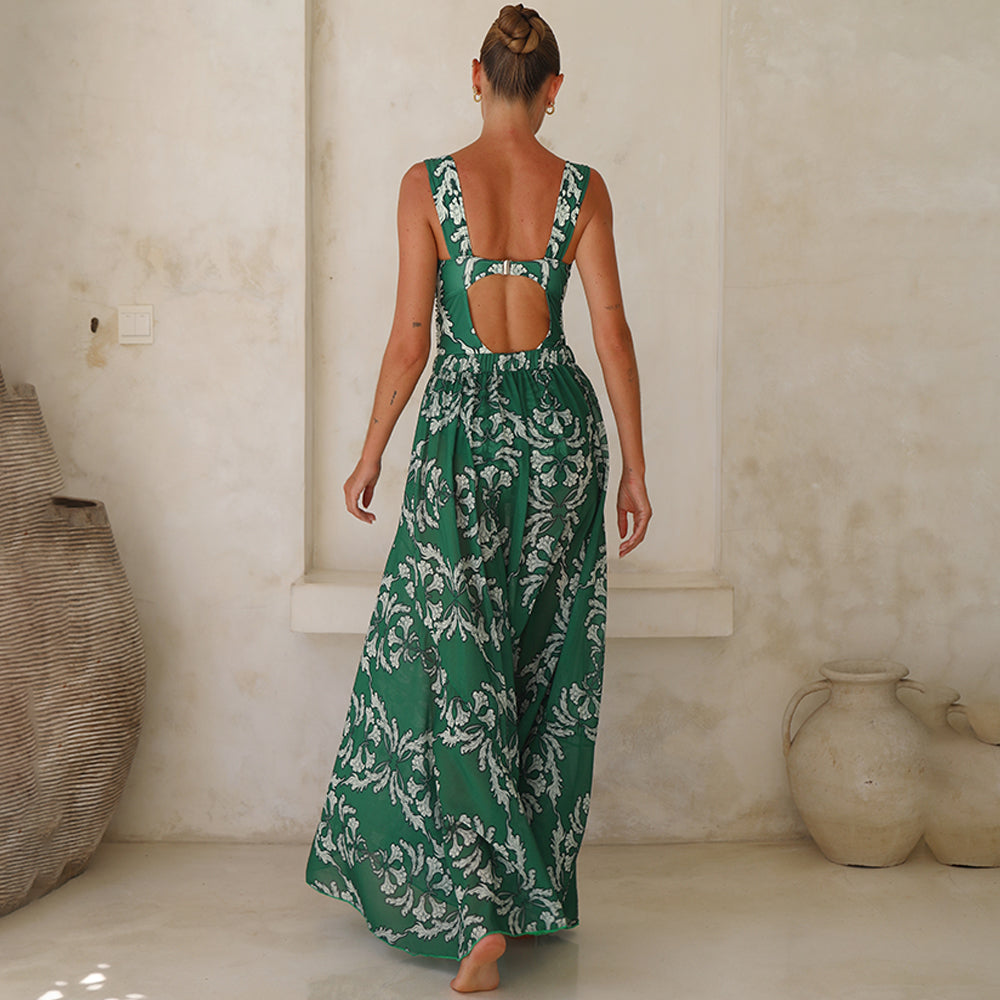 Sling Underwired Shirring Printed One Piece Swimsuit and Skirt	