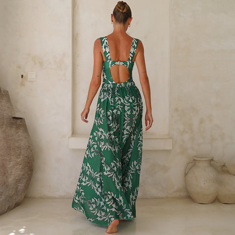 Sling Underwired Shirring Printed One Piece Swimsuit and Skirt	