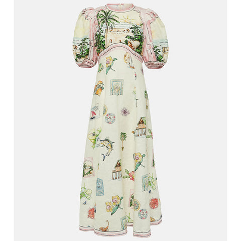 Puff sleeve Graffiti Printed Dress